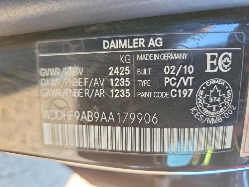 68356106 :رقم المزاد ، WDDHF9AB9AA179906 vin ، 2010 Mercedes-benz E مزاد بيع