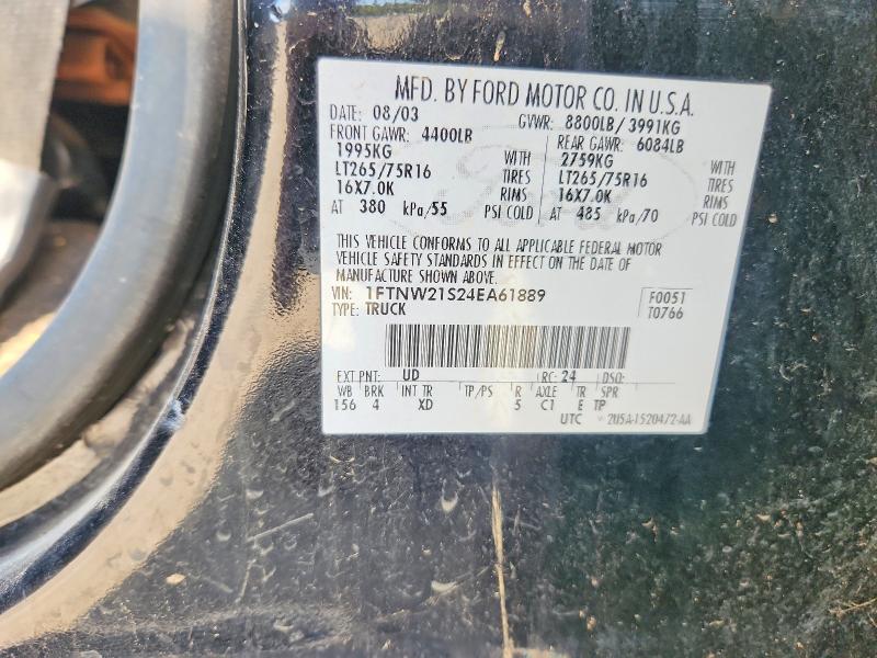 71044036 :رقم المزاد ، 1FTNW21S24EA61889 vin ، 2004 Ford F250 مزاد بيع