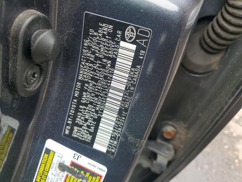 2010 Toyota Corolla მანქანა იყიდება აუქციონზე, vin: 2T1BU4EE3AC447616, აუქციონის ნომერი: 69242106