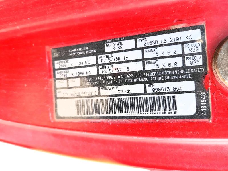 Продажа на аукционе авто 1990 Dodge Dakota, vin: 1B7FL66X2LS624318, номер лота: 69415076