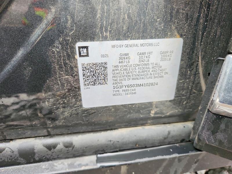 65353506 :رقم المزاد ، 1G1FY6S03M4102824 vin ، 2021 Chevrolet Bolt Ev مزاد بيع