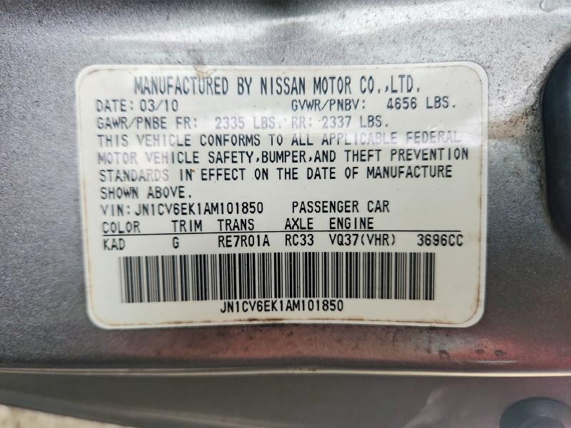 Aukcja sprzedaży 2010 Infiniti G37 Coupe, vin: JN1CV6EK1AM101850, numer aukcji: 68838106