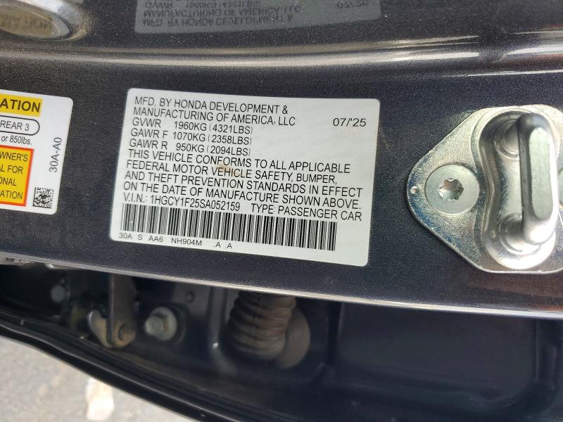 Aukcja sprzedaży 2025 Honda Accord, vin: 1HGCY1F25SA052159, numer aukcji: 69466416