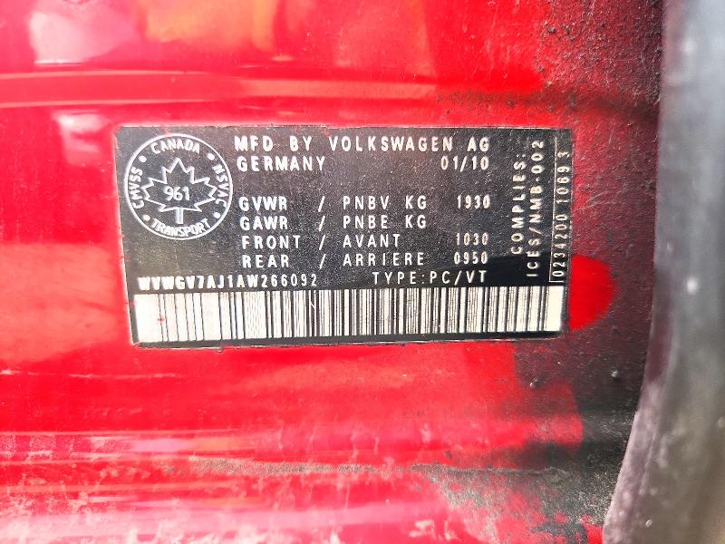 Продаж на аукціоні авто 2010 Volkswagen Gti, vin: WVWGV7AJ1AW266092, номер лоту: 68836436