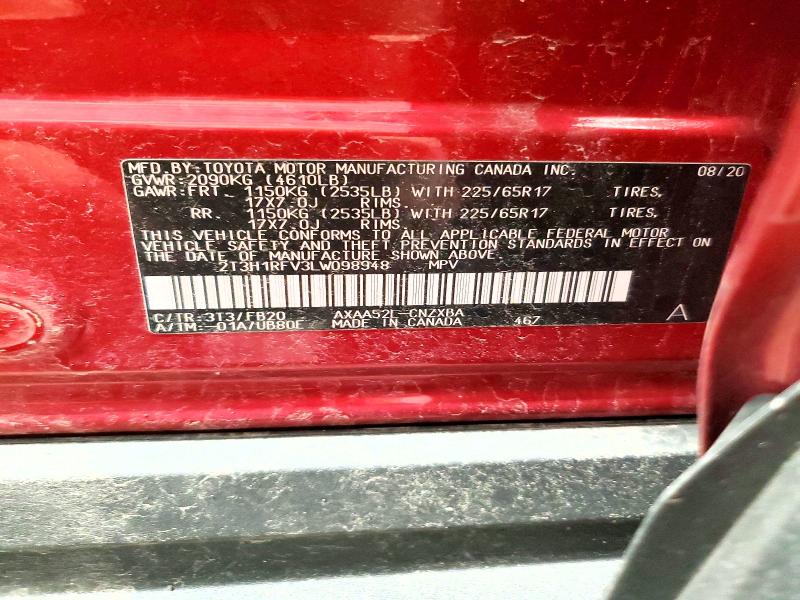 2020 Toyota Rav4 მანქანა იყიდება აუქციონზე, vin: 2T3H1RFV3LW098948, აუქციონის ნომერი: 69345766