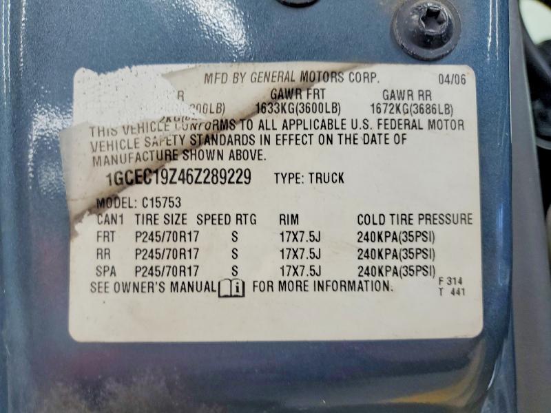 68268696 :رقم المزاد ، 1GCEC19Z46Z289229 vin ، 2006 Chevrolet Silverado مزاد بيع
