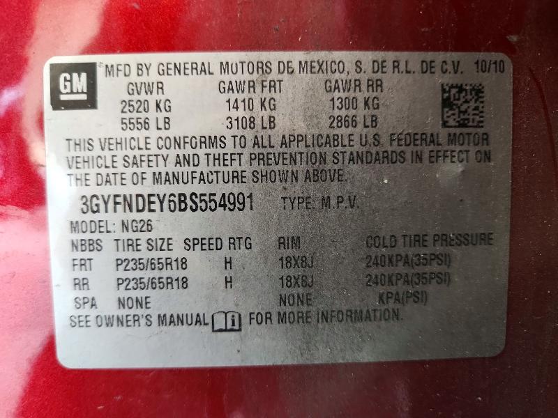 Aukcja sprzedaży 2011 Cadillac Srx, vin: 3GYFNDEY6BS554991, numer aukcji: 67439106