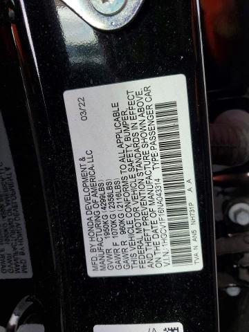 2022 Honda Accord მანქანა იყიდება აუქციონზე, vin: QHGCV1F16NA043314, აუქციონის ნომერი: 71111246