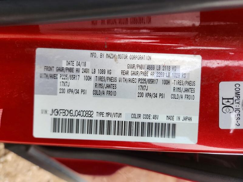 67458926 :رقم المزاد ، JM3KFBCM9J0400892 vin ، 2018 Mazda Cx-5 مزاد بيع
