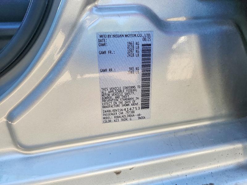 Продаж на аукціоні авто 2025 Nissan Altima, vin: 1N4BL4DV1SN414753, номер лоту: 68889426