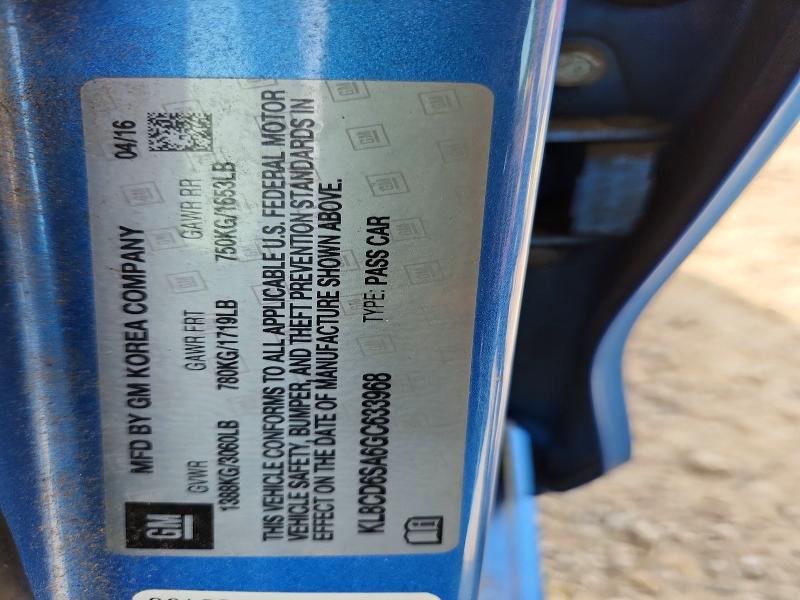 68709486 :رقم المزاد ، KL8CD6SA6GC633968 vin ، 2016 Chevrolet Spark مزاد بيع