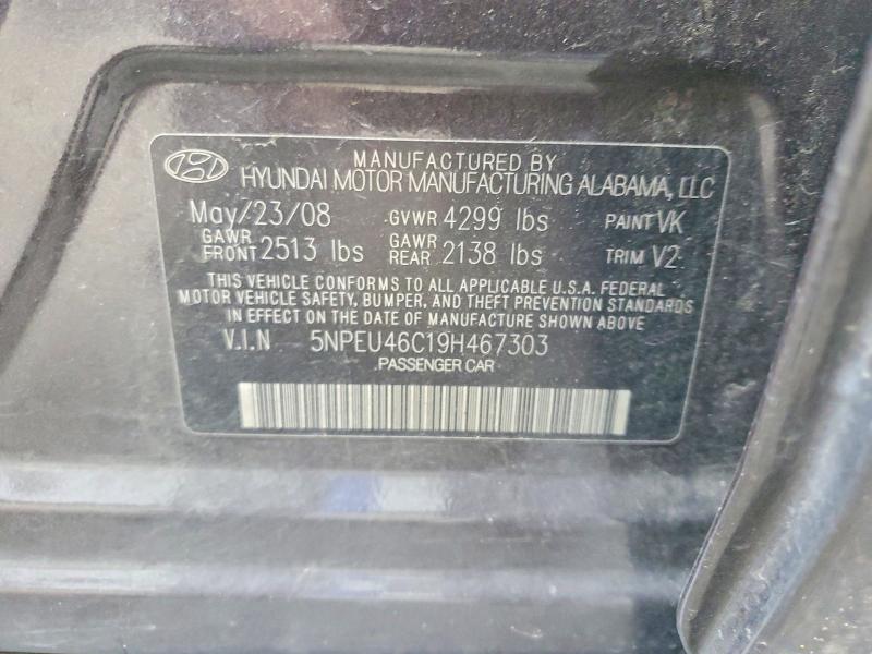 2009 Hyundai Sonata მანქანა იყიდება აუქციონზე, vin: 5NPEU46C19H467303, აუქციონის ნომერი: 70537796