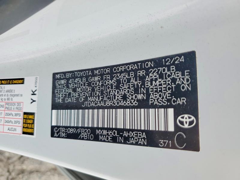 Продажа на аукционе авто 2024 Toyota Prius, vin: JTDACAAU8R3046836, номер лота: 68099716