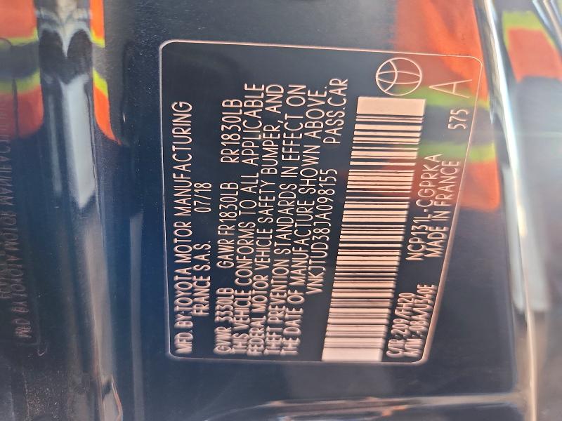 Aukcja sprzedaży 2018 Toyota Yaris, vin: VNKJTUD38JA098155, numer aukcji: 69919836