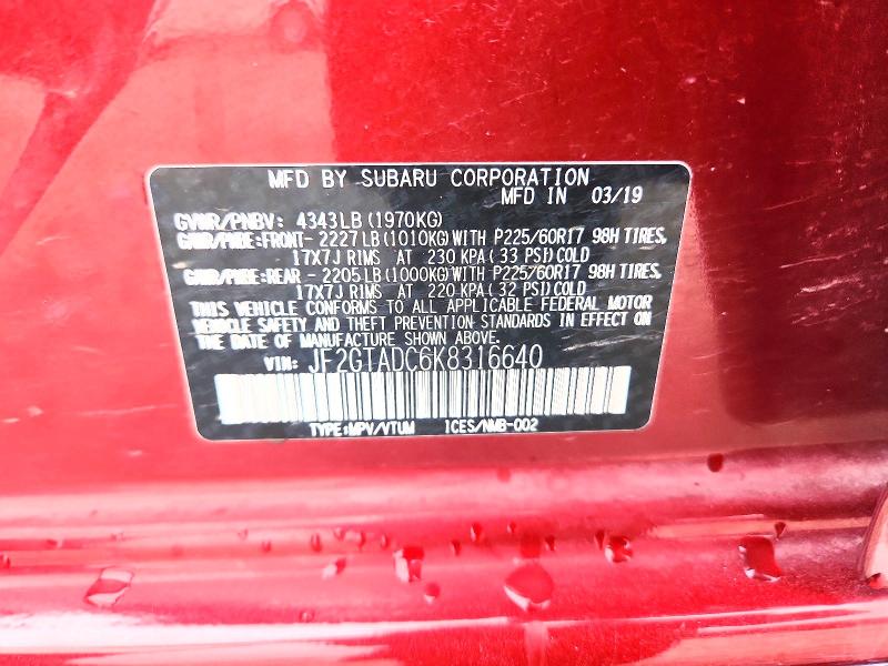 Продаж на аукціоні авто 2019 Subaru Crosstrek, vin: JF2GTADC6K8316640, номер лоту: 69286796