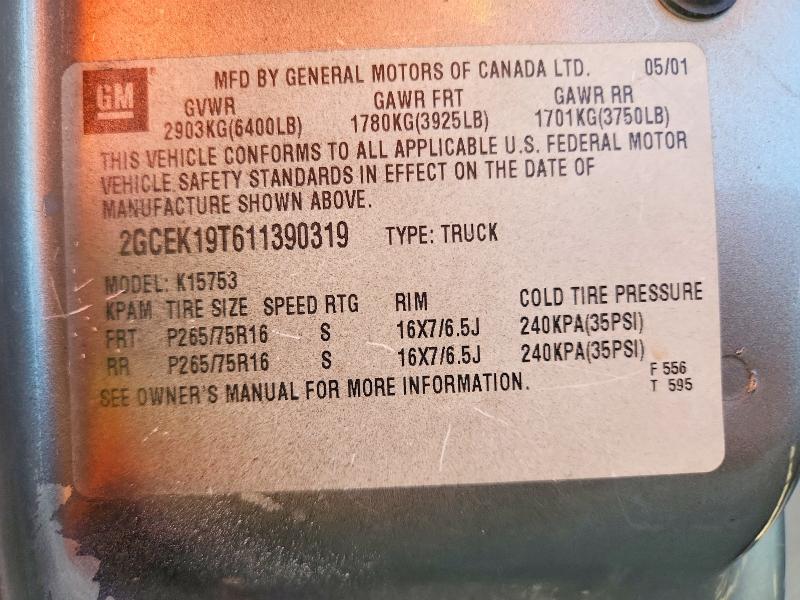 Aukcja sprzedaży 2001 Chevrolet Silverado, vin: 2GCEK19T611390319, numer aukcji: 67858866