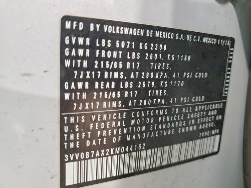 Aukcja sprzedaży 2019 Volkswagen Tiguan, vin: 3VV0B7AX2KM044162, numer aukcji: 68545156