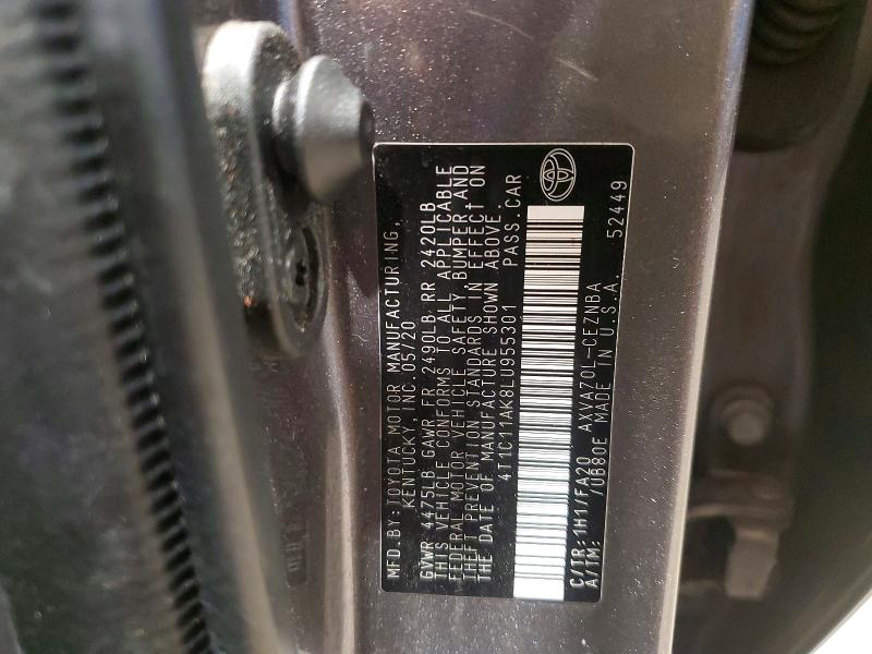 Продажа на аукционе авто 2020 Toyota Camry, vin: 4T1C11AK8LU955301, номер лота: 70254356