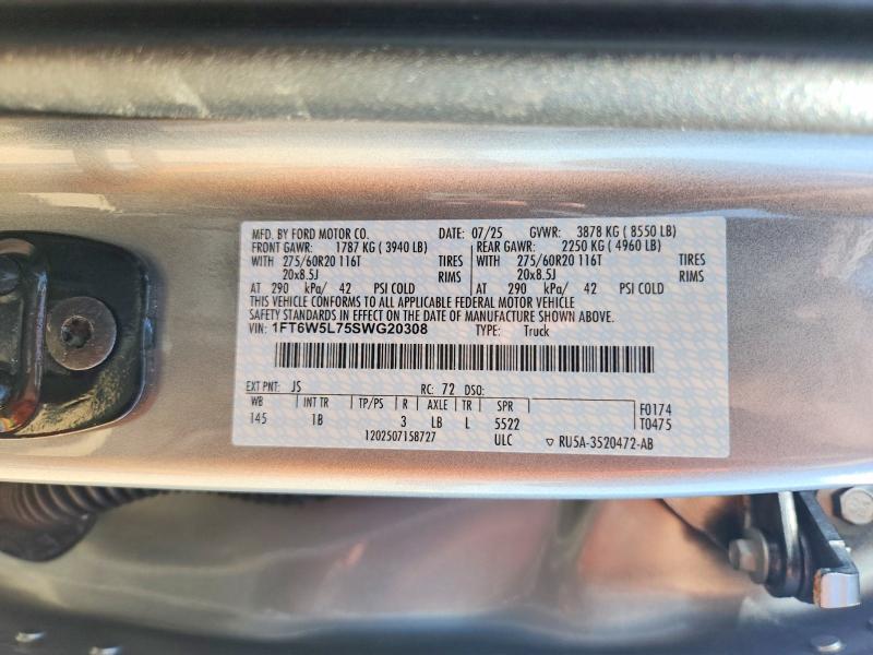Продаж на аукціоні авто 2025 Ford F150, vin: 1FT6W5L75SWG20308, номер лоту: 67684676
