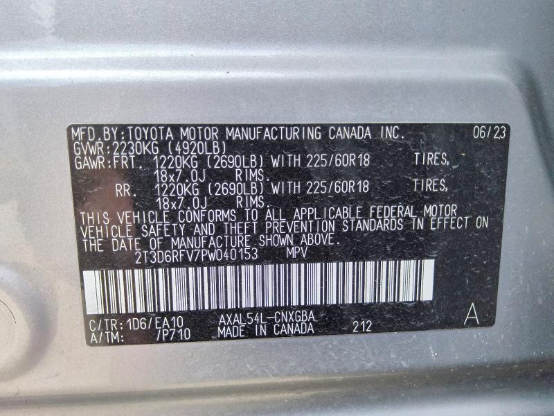 Aukcja sprzedaży 2023 Toyota Rav4, vin: 2T3D6RFV7PW040153, numer aukcji: 68608856