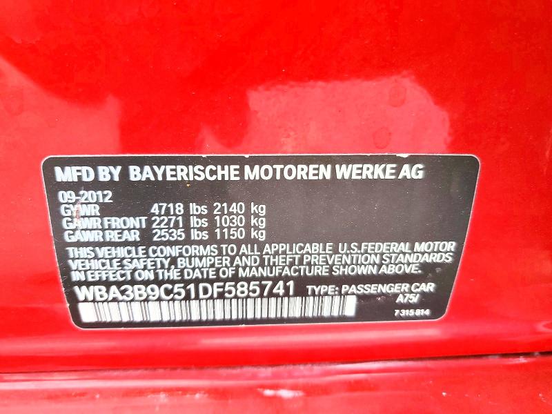 Aukcja sprzedaży 2013 Bmw 335, vin: WBA3B9C51DF585741, numer aukcji: 67683686