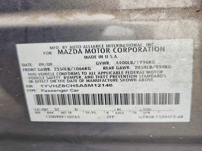 70145446 :رقم المزاد ، 1YVHZ8CH5A5M12146 vin ، 2010 Mazda 6 مزاد بيع