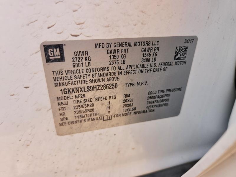 67490546 :رقم المزاد ، 1GKKNXLS9HZ286250 vin ، 2017 Gmc Acadia مزاد بيع