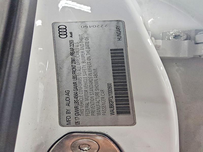 Aukcja sprzedaży 2018 Audi A3, vin: WAUB8GFF3J1000900, numer aukcji: 63571486