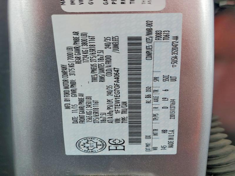 Aukcja sprzedaży 2016 Ford F150, vin: 1FTEW1EG7GFA40647, numer aukcji: 70083116