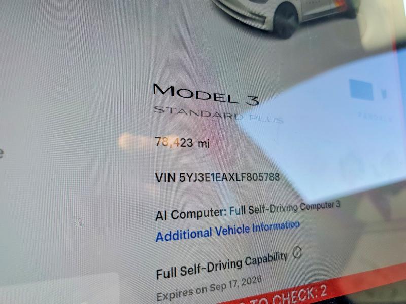 Auction sale of the 2020 Tesla Model 3, vin: 5YJ3E1EAXLF805788, lot number: 69165016