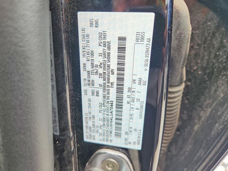 Aukcja sprzedaży 2020 Ford Escape, vin: 1FMCU0H64LUA70443, numer aukcji: 67847246