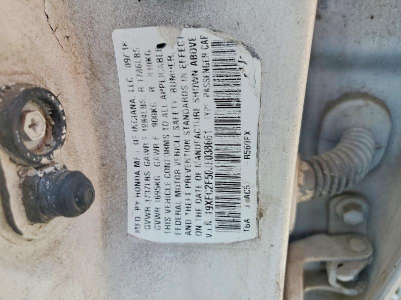 2018 Honda Civic მანქანა იყიდება აუქციონზე, vin: 19XFC2F50JE038661, აუქციონის ნომერი: 64954706