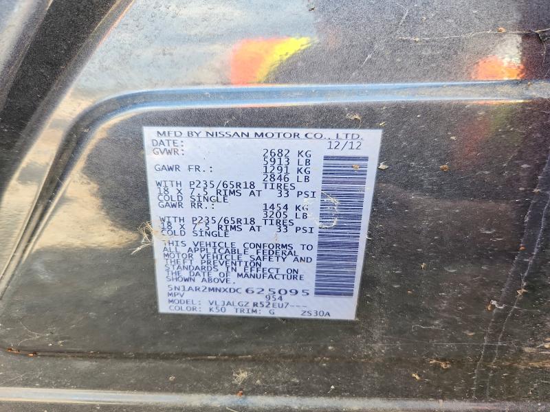68961536 :رقم المزاد ، 5N1AR2MNXDC625095 vin ، 2013 Nissan Pathfinder مزاد بيع
