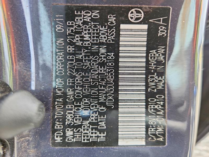 Продаж на аукціоні авто 2011 Toyota Prius, vin: JTDKN3DU4B5318184, номер лоту: 70826866