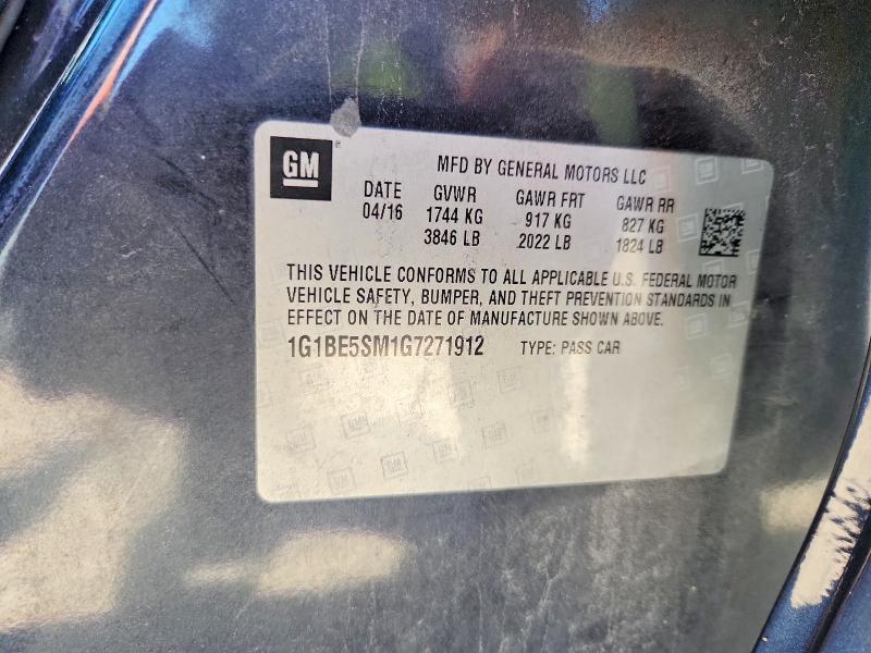 Auction sale of the 2016 Chevrolet Cruze, vin: 1G1BE5SM1G7271912, lot number: 68014936