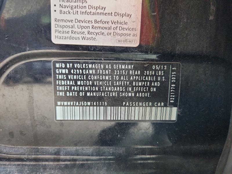 Aukcja sprzedaży 2013 Volkswagen Gti, vin: WVWHV7AJ5DW141119, numer aukcji: 71180206