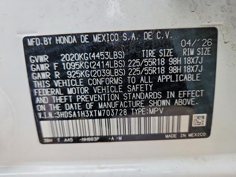 2026 Acura Adx მანქანა იყიდება აუქციონზე, vin: 3HDSA1H3XTM703728, აუქციონის ნომერი: 70916636
