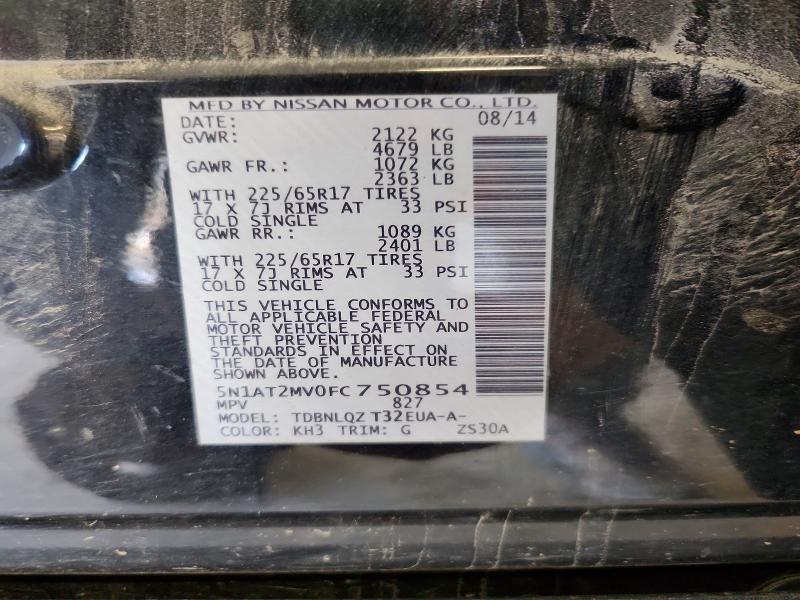 68174886 :رقم المزاد ، 5N1AT2MV0FC750854 vin ، 2015 Nissan Rogue مزاد بيع