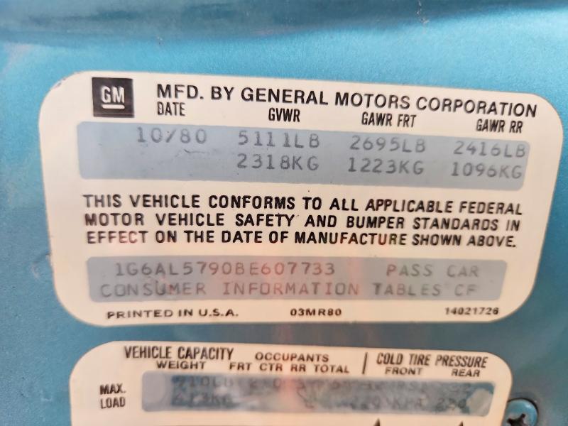 68108036 :رقم المزاد ، 1G6AL5790BE607733 vin ، 1981 Cadillac Eldorado مزاد بيع