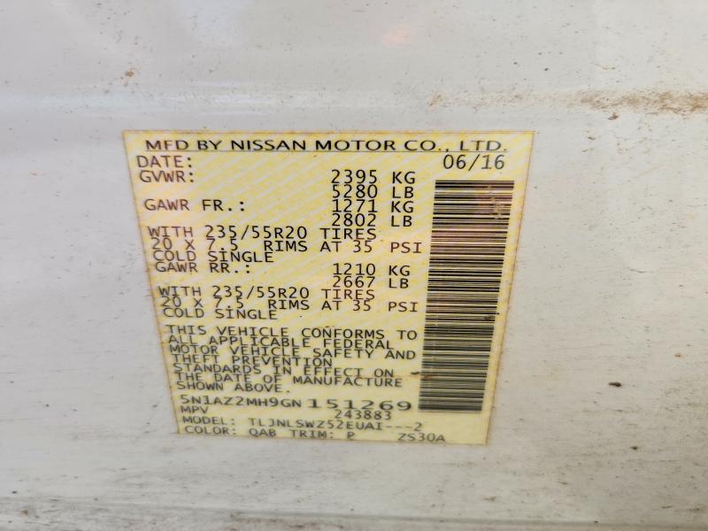 Продажа на аукционе авто 2016 Nissan Murano, vin: 5N1AZ2MH9GN151269, номер лота: 67334236