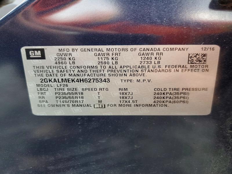 Продажа на аукционе авто 2017 Gmc Terrain, vin: 2GKALMEK4H6275343, номер лота: 68493556