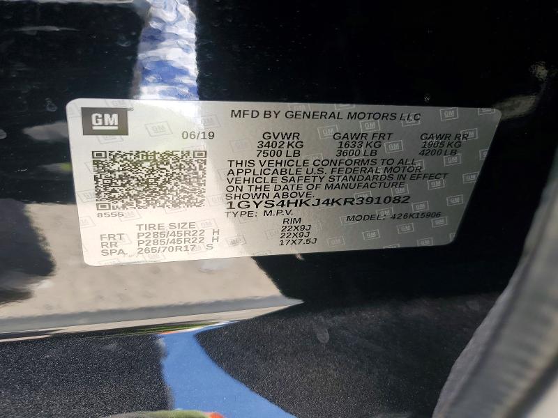 70288056 :رقم المزاد ، 1GYS4HKJ4KR391082 vin ، 2019 Cadillac Escalade مزاد بيع