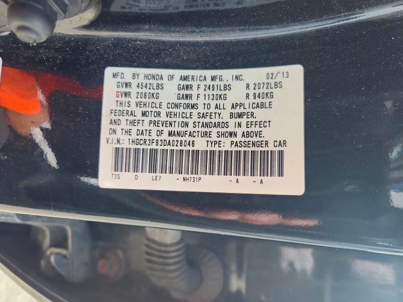 Продаж на аукціоні авто 2013 Honda Accord, vin: 1HGCR3F93DA028046        , номер лоту: 68947286
