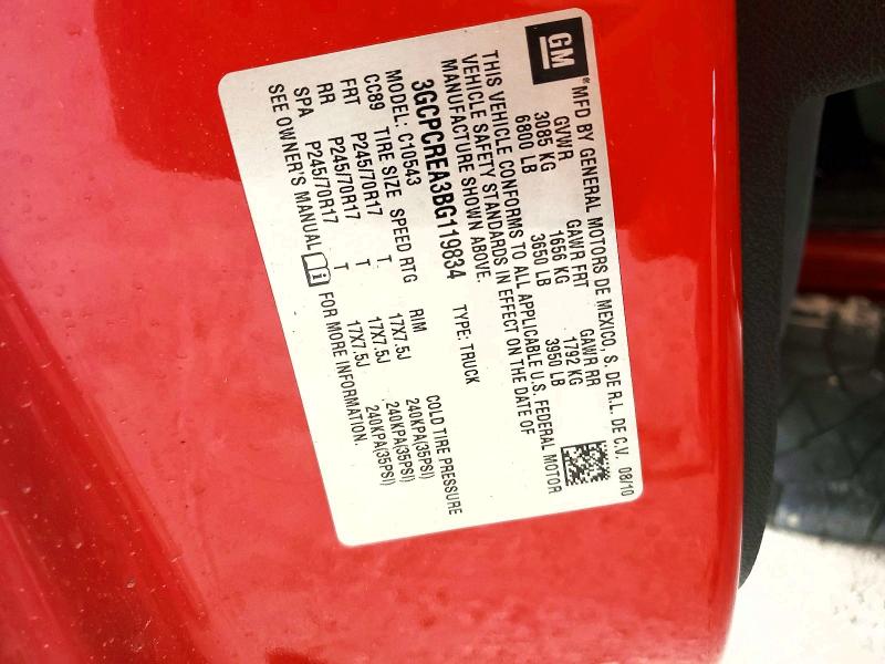 2011 Chevrolet Silverado მანქანა იყიდება აუქციონზე, vin: 3GCPCREA3BG119834, აუქციონის ნომერი: 67222836