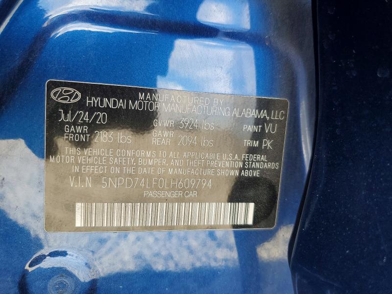 Продаж на аукціоні авто 2020 Hyundai Elantra, vin: 5NPD74LF0LH609794, номер лоту: 69052766