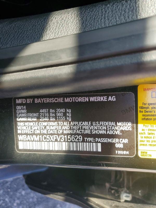 Aukcja sprzedaży 2015 Bmw X1, vin: WBAVM1C5XFV315629, numer aukcji: 70345666