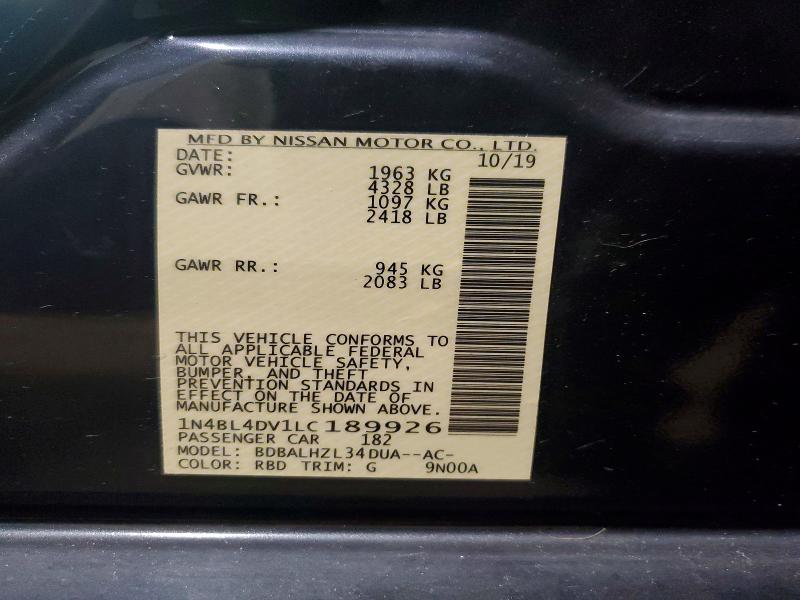 Продажа на аукционе авто 2020 Nissan Altima, vin: 1N4BL4DV1LC189926, номер лота: 67824386