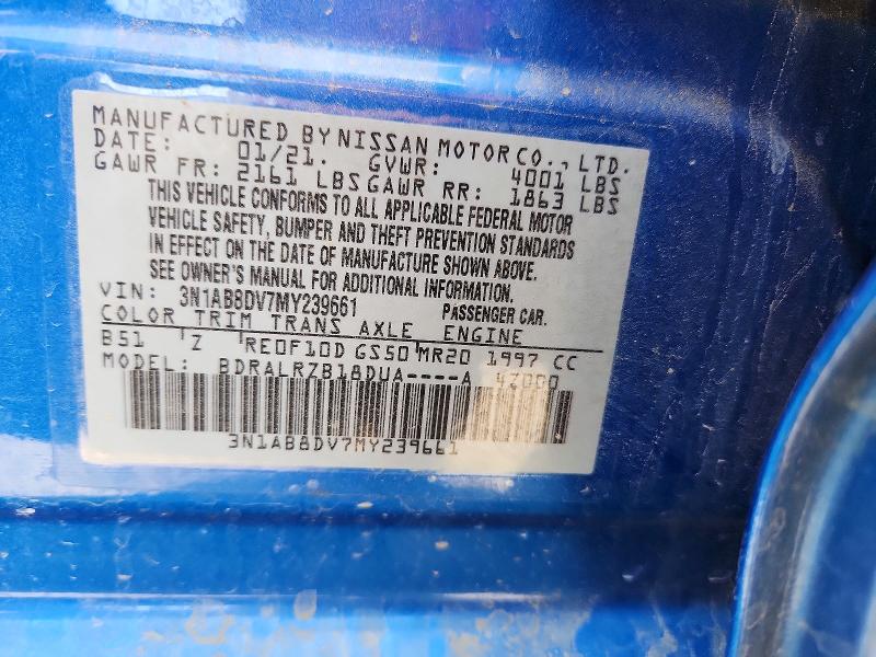 Aukcja sprzedaży 2021 Nissan Sentra, vin: 3N1AB8DV7MY239661, numer aukcji: 70258226