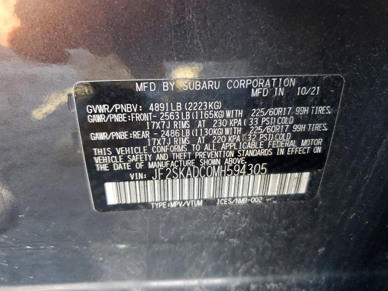 67181466 :رقم المزاد ، JF2SKADC0MH594305 vin ، 2021 Subaru Forester مزاد بيع