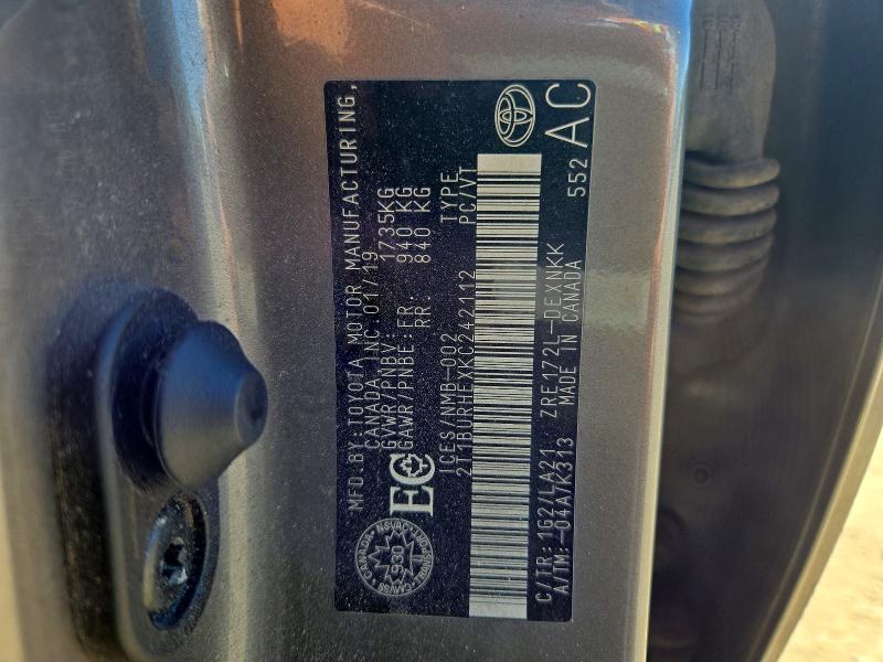 2019 Toyota Corolla მანქანა იყიდება აუქციონზე, vin: 2T1BURHEXKC242112, აუქციონის ნომერი: 68338716